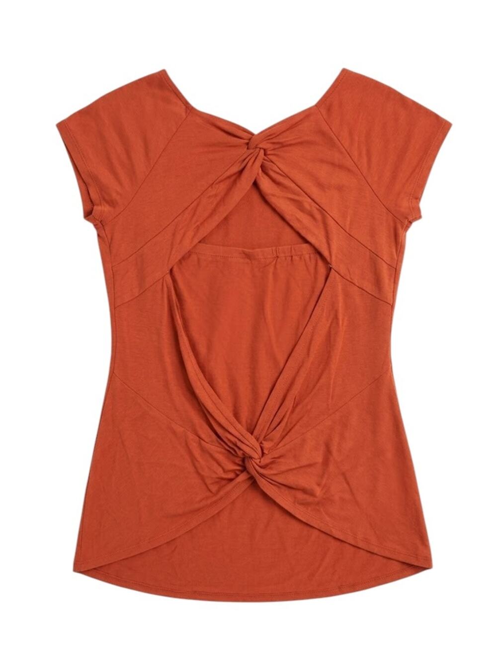 Habitual NWT Twist Front & Back Cap Sleeve Top Girls 14 Rust Rayon